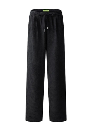 Shanghai Tang drawstring-waistband textured trousers - Black