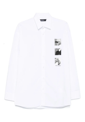 Karl Lagerfeld portrait-print long-sleeves shirt - White