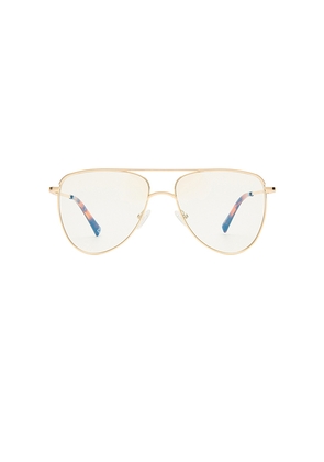 Le Specs The Duke Blue Light Glasses in Metallic Gold.