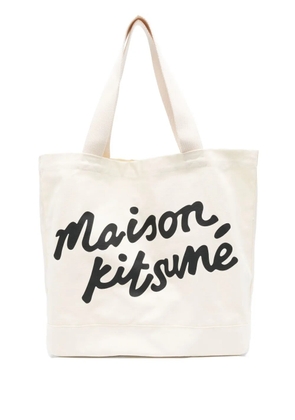 Maison Kitsuné logo-print tote bag - Neutrals