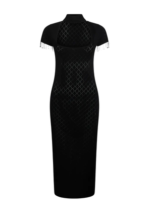 LIU JO diamond-pattern fringed dress - Black