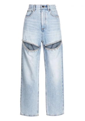 AREA crystal-embellished straight-leg jeans - Blue