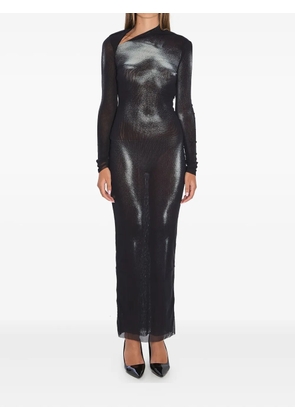 Jean Paul Gaultier body dust print asymmetric-neck maxi dress - Black