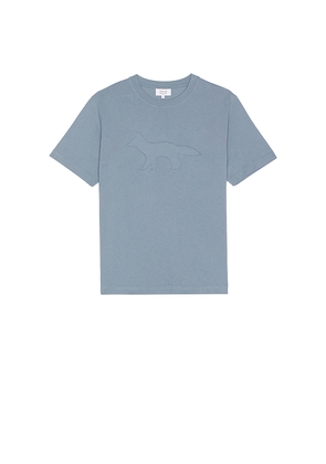 Maison Kitsune Crafted Profile Fox Comfort Tee in Blue. Size M. Also in S.