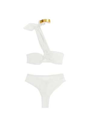 Elisabetta Franchi jewel one-shoulder bikini - White