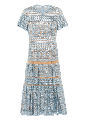 Elie Saab embroidered tulle dress - Blue