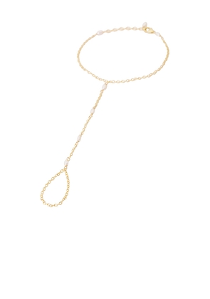 NAiiA Sophia Pearl Hand Chain in Metallic Gold.