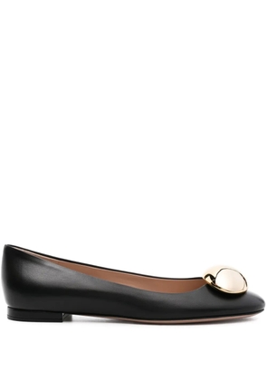 Gianvito Rossi round-toe leather ballerina shoes - Black