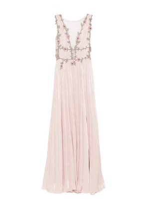 Costarellos floral-embellished pleated maxi dress - Pink