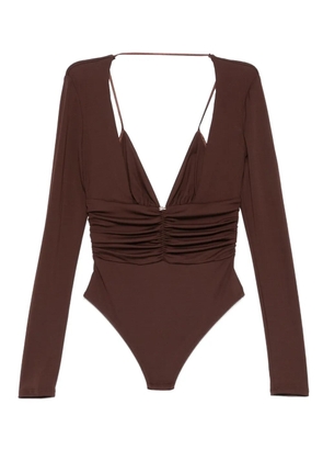 Elisabetta Franchi long-sleeved ruched bodie - Brown