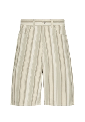 Obey Baja Stripe Baggy Denim Shorts in Beige. Size 32. Also in 34, 36.