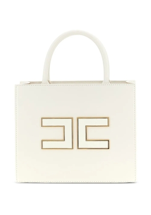 Elisabetta Franchi logo-plaque tote bag - Neutrals