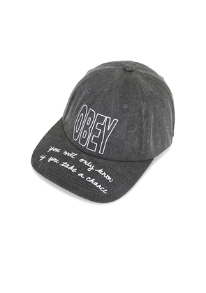 Obey Chance 6 Panel Velcro Back Cap in Black.