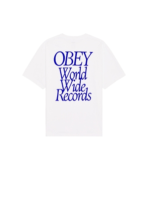 Obey Worldwide Records Tee in White. Size L. Also in M, S.