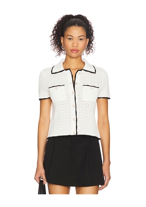 MAJORELLE Lin Pointelle Top in White. Size L. Also in M, XL, XS.