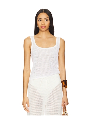 onia Linen Knit Square Neck Tank in White. Size L. Also in M, S, XL.