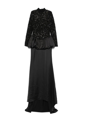 NISSA sequin-embellished lace gown - Black