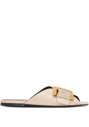 Balmain Anthem flat leather sandals - Neutrals