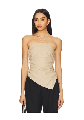 onia Air Linen Asymmetrical Halter Top in Neutral. Size 0. Also in 2.