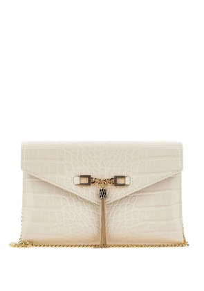 Elisabetta Franchi croc-embossed chain clutch - White