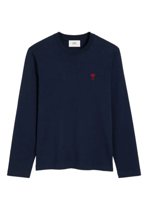 AMI Paris embroidered logo organic cotton longsleeved shirt - Blue