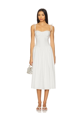 MORE TO COME Theresa Midi Corset Dress in White. Size L. Also in M, S, XL, XS, XXS.
