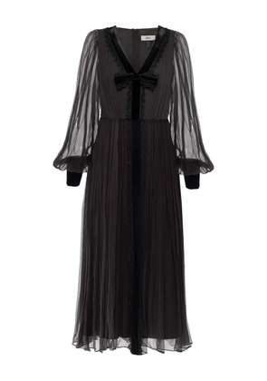 NISSA velvet bow midi dress - Black