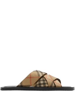 Burberry checked slides - Neutrals