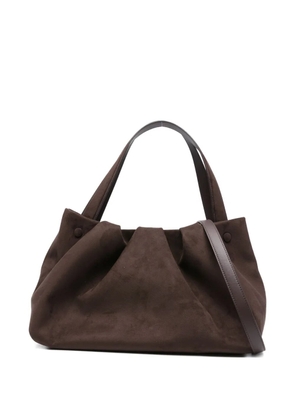 Themoirè pleated top-handle tote bag - Brown