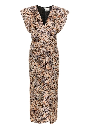 ISABEL MARANT Lyndsay graphic-print midi dress - Neutrals