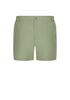 onia Calder Buckle 5 Swim Trunk in Sage. Size 31. Also in 32, 36.