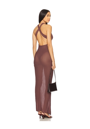 NBD Clover Maxi Dress in Brown. Size L. Also in XL, XXS.