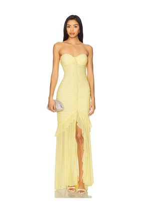 MAJORELLE Giules Gown in Yellow. Size L. Also in M, S, XL.
