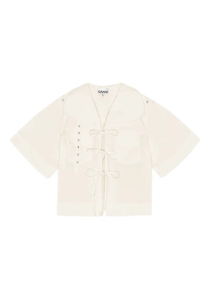 GANNI self-tie blouse - White