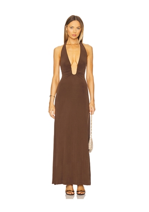 MISHA Jennifer Maxi Dress in Brown. Size L. Also in M, S, XS.