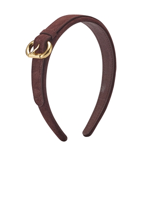 LELET NY Emi Suede Headband in Chocolate.