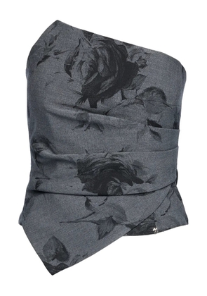 NISSA sleeveless floral-print top - Grey