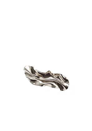 LELET NY Glossy Draped Barrette in Metallic Silver.