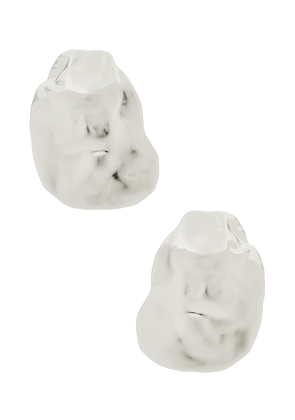 LELET NY Hera Hammered Earrings in Metallic Silver.