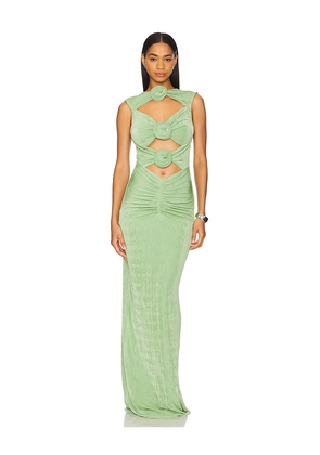 MARIANNA SENCHINA Tender Maxi Dress in Green. Size L. Also in M, S.