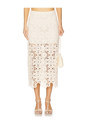 L'Academie by Marianna Shay Midi Skirt in Cream. Size L. Also in M, S, XL, XS.