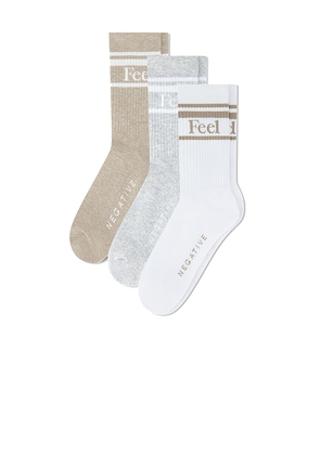 Negative Underwear Feel Good Varsity Sock 3 Pack in Grey.