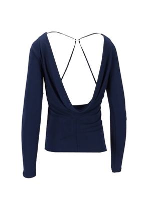 Elisabetta Franchi gathered-detail long-sleeved blouse - Blue