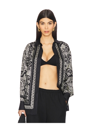 NILI LOTAN Alfie Printed Shirt in Black. Size L. Also in XS.