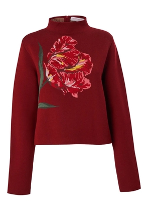 Carolina Herrera floral-motif knitted top - Red