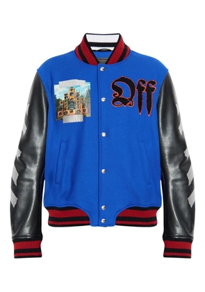Off-White embroidery-logo bomber jacket - Blue