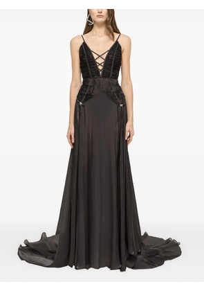 NISSA lace-panel maxi dress - Black