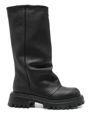 Gisel Moire 40mm slouch calf-leather boots - Black