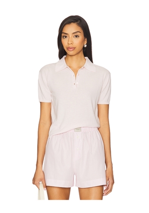 Kule Farley Polo Top in Blush. Size L. Also in S, XL, XS.