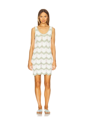 MINKPINK Jayden Crochet Wave Mini Dress in Sage. Size L. Also in M, S, XS.